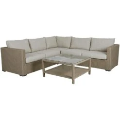 Brafab Funkia Lounge-Set 5 Sitzplätze, Beige/Sand