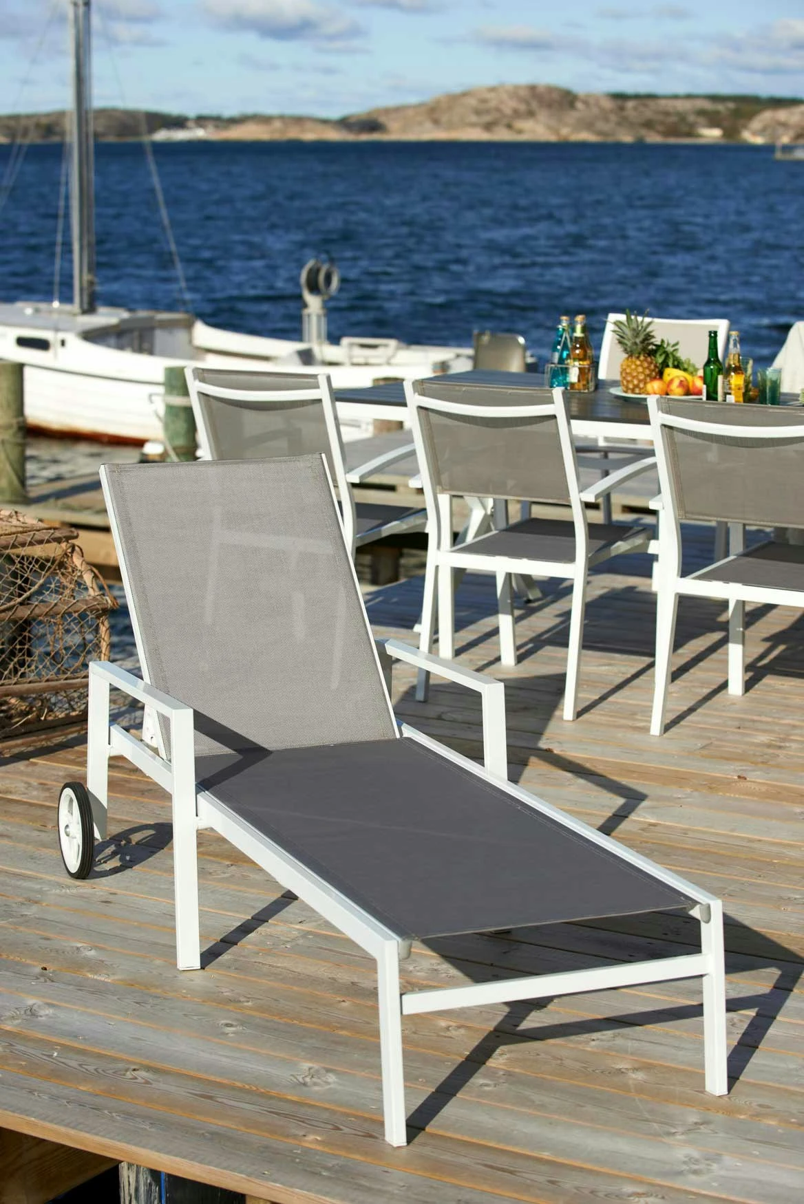 Brafab Leone Sonnenliege Aluminium , Weiß / Grau 2 Brafab Leone Sonnenliege Aluminium , Weiß / Grau – Bild 2