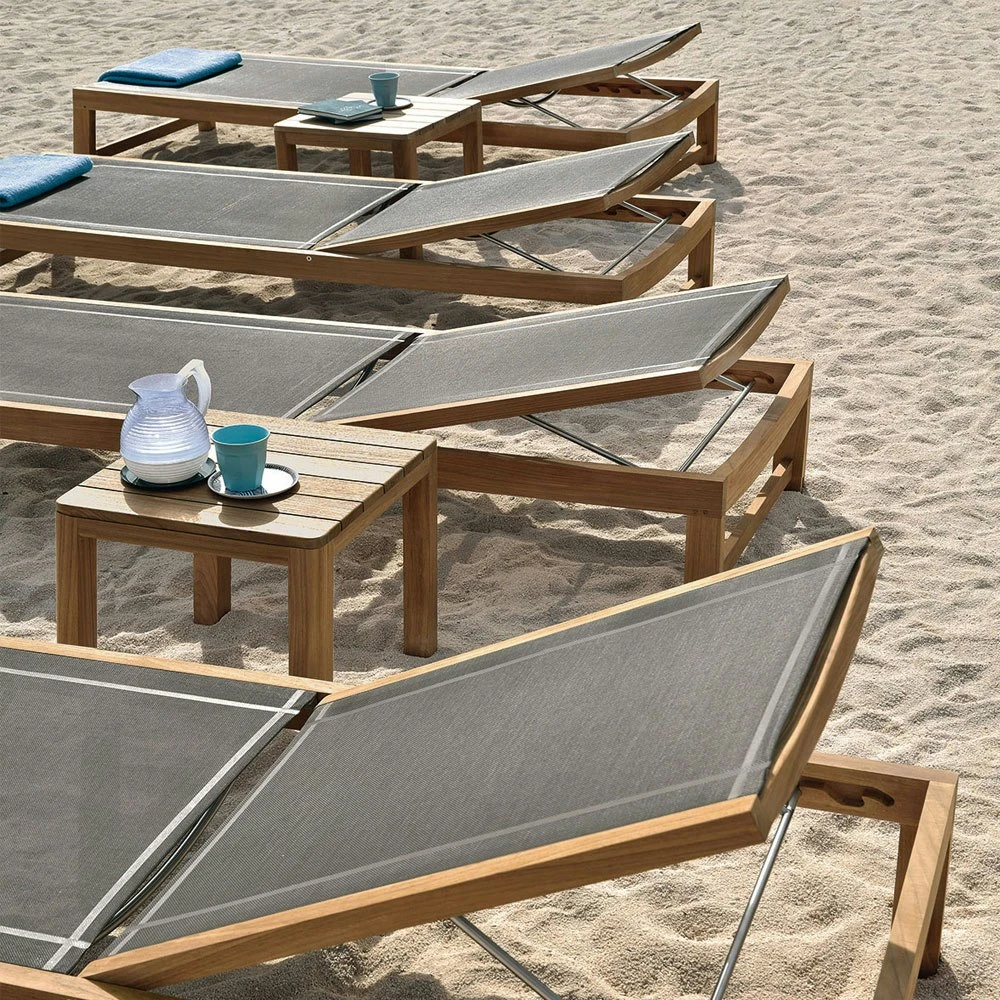 Sand Sonnenliege Teakholz / Dove Grey Ethitex 3 Sand Sonnenliege Teakholz / Dove Grey Ethitex – Bild 3