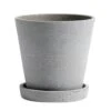 Hay Flowerpot Topf Mit Unterteller Grau, Ø14 Cm M