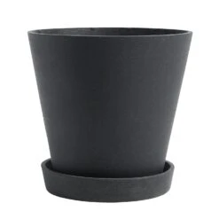 Hay Flowerpot Topf Mit Unterteller Schwarz, Ø21.5 Cm XL